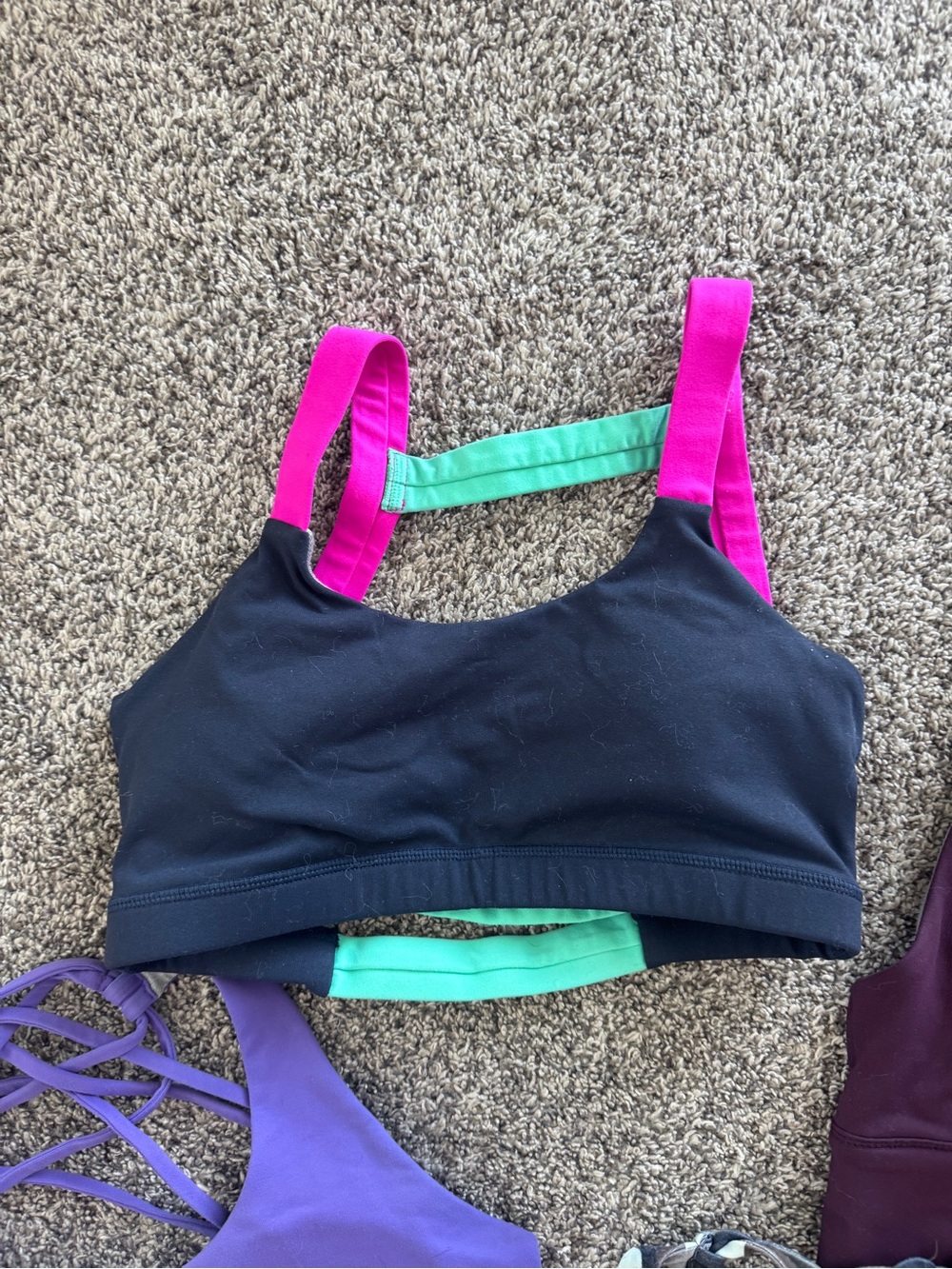 Mixed Women's Sports Bras Set - Purple, Black, Camo, Red, Teal Accents - Picture 7 of 8